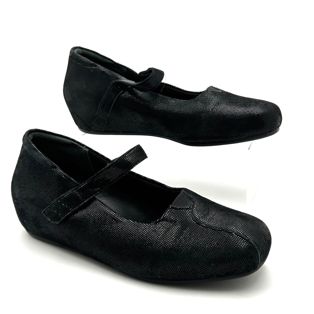 Ziera Mary Jane Shoes Womens 40 Black Metallic Leather Comfort Strap Gorpcore